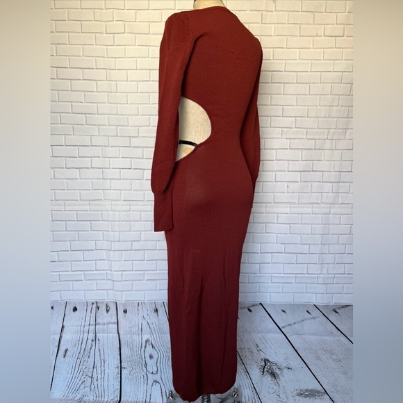 Aya Muse for FWRD Gigi Dress Maroon Ref Cut Out Detail  M $425 - Picture 5 of 11